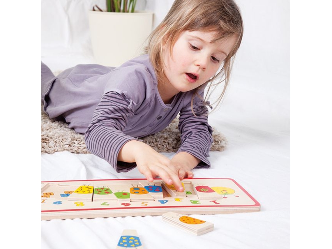 Quebra Cabeça De Madeira Beleduch Em Forma De Lagarta, Brinquedo Educativo Colorido Para Aprender A Contar.