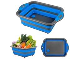 2026 bandeja de Corte Plegable 4 En 1, Lavaplatos para Camping, Tabla de Corte, Material Pp+tpr, 8l, Verde Azul