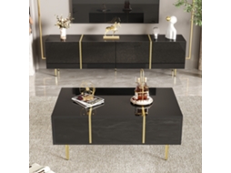 Móvel TV L 170 cm com 4 Portas MDF Estilo Preto