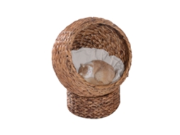 Cesta Rattan Gatos, Caverna Cama+travesseiro,, 50x42x60cm Marrom