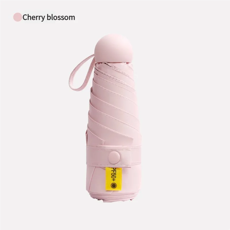 Mini guarda chuva MDUG cápsula, 5 dobras, proteção UV (rosa)