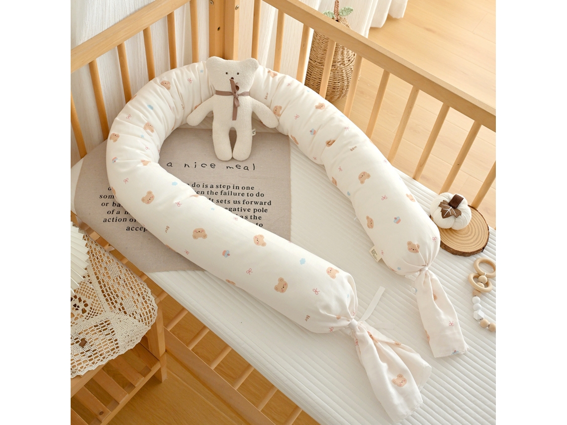 Protetor De Berço, Macia Cilíndrico Antichoque Capa Lavável 13cm X 2m - Urso - Eifson