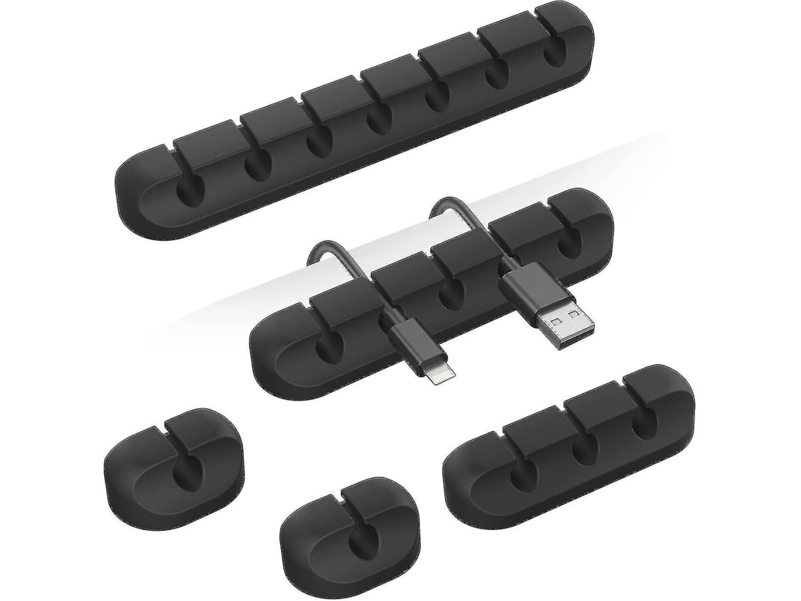 5 Acessórios de Mesa e Fita Adesiva Organizadora de Cabos em Silicone Atóxico 3M Compatível com Mesa Preta (7 5 3 1 1 Slots)