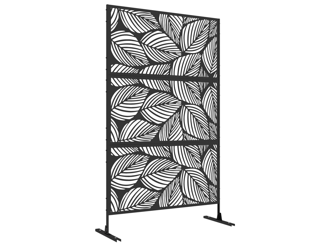 Biombo de Exterior Aço Cor Preto 122x45x198 cm Outsunny