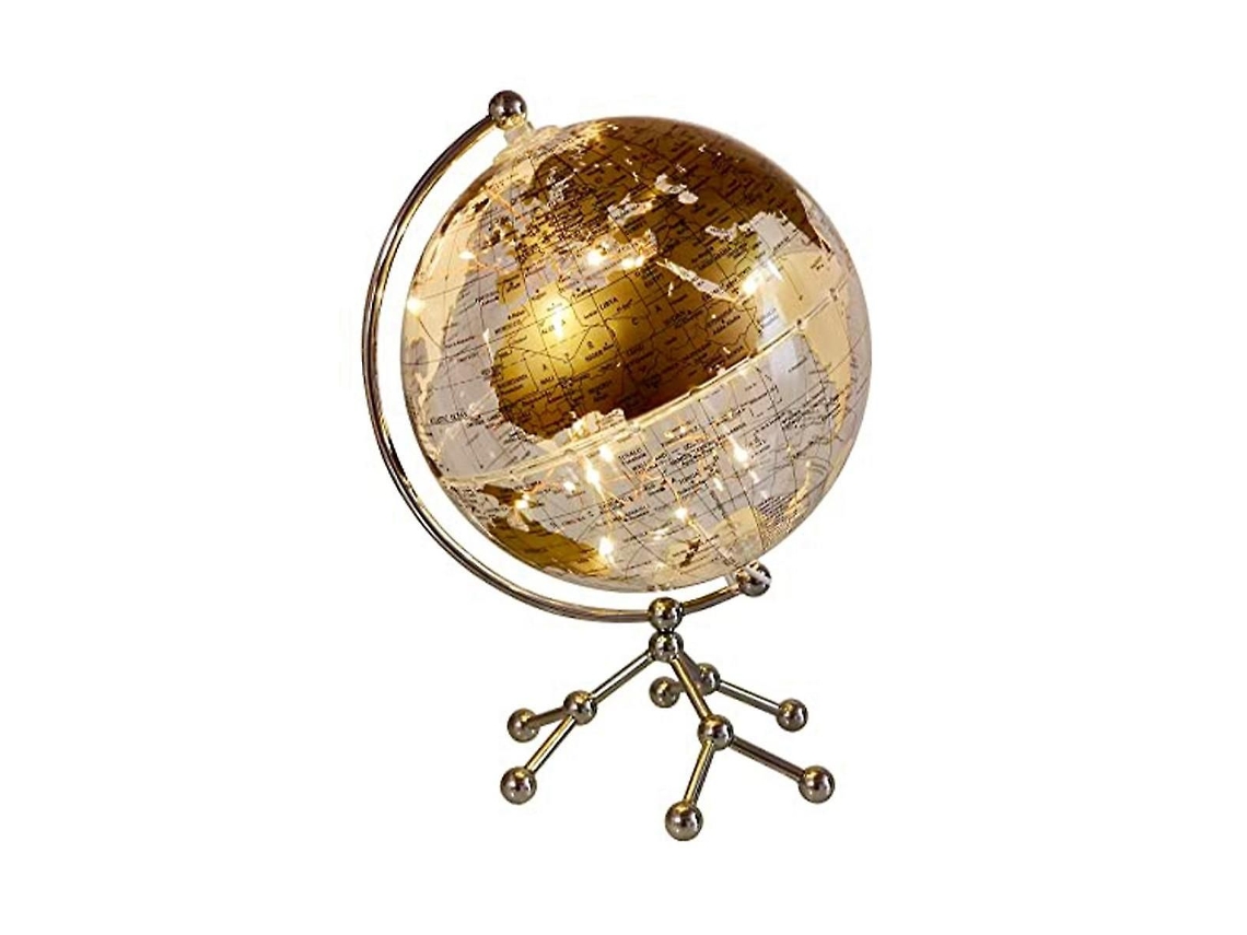 Globo Terrestre De 8 Polegadas, Iluminado, Com Suporte De Metal, Interativo E Educacional, Lâmpada Led-zscy
