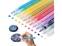 Conjunto 12 Marcadores Tinta Acrílica, Trabalhos Manuais Adaptáveis Escola, Cores Vibrantes. STELASPLEN
