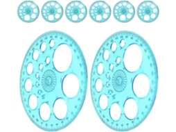 Conjunto de 8 gabaritos circulares Supvox com diâmetro pequeno e função de transferência, sem necessidade de gabarito adicional.