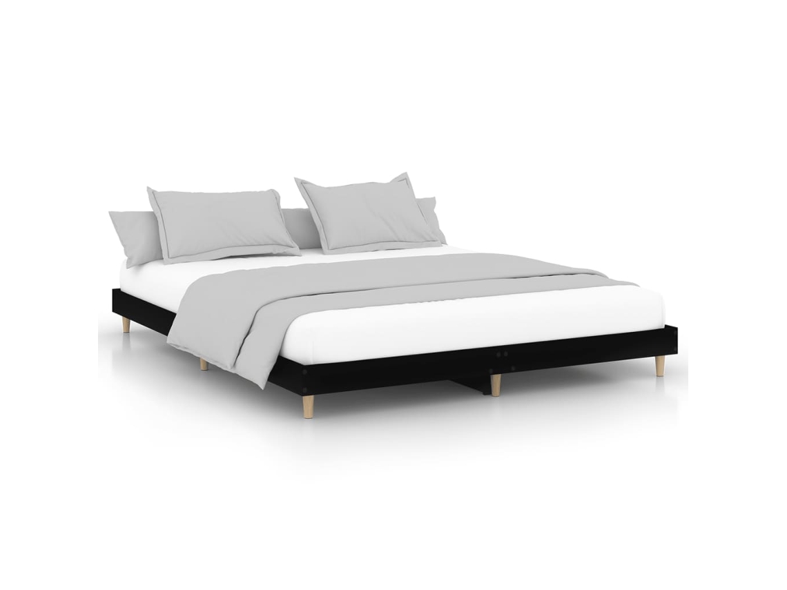 Bed Frame, Bed Frames Vidaxl Preto Madeira Processada (200 X 200 Cm)
