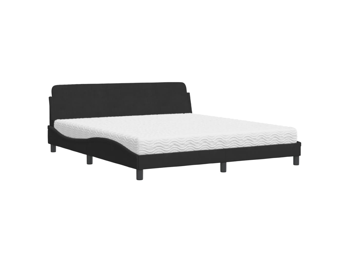 Cama com Colchão Dover 180x200 Cm Veludo Preto MAISON EXCLUSIVE