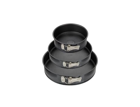 Conjunto De 3 Formas Redondas Com Fundo Removível Zenker Preto Metálico 20, 24 E 28 Cm