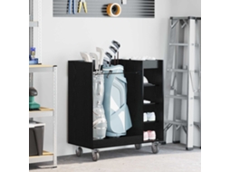 Vidaxl Armário De Golfe Com Roda Liso Carvalho Preto 90 X 45 X 98 Cm
