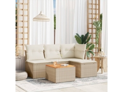 Conjunto de sofá de jardim de 5 peças com almofadas de veludo bege Lovely Home