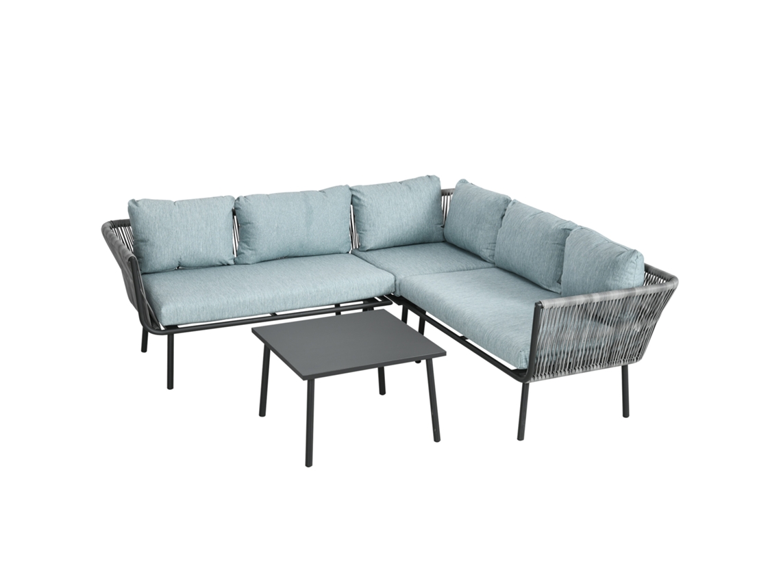 Conjunto Jardim 4 Pessoas Almofadas Alumínio Vime Cinza