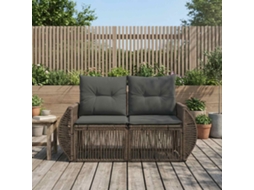 Vidaxl Sofá De Jardim 2-número De Lugares Cinzento Vime Pe