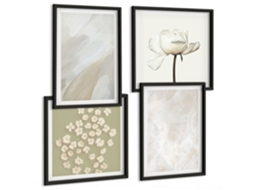 Composição De Quadros Flores Texturas Boho Da Moda Espelharte (4 Peças)
