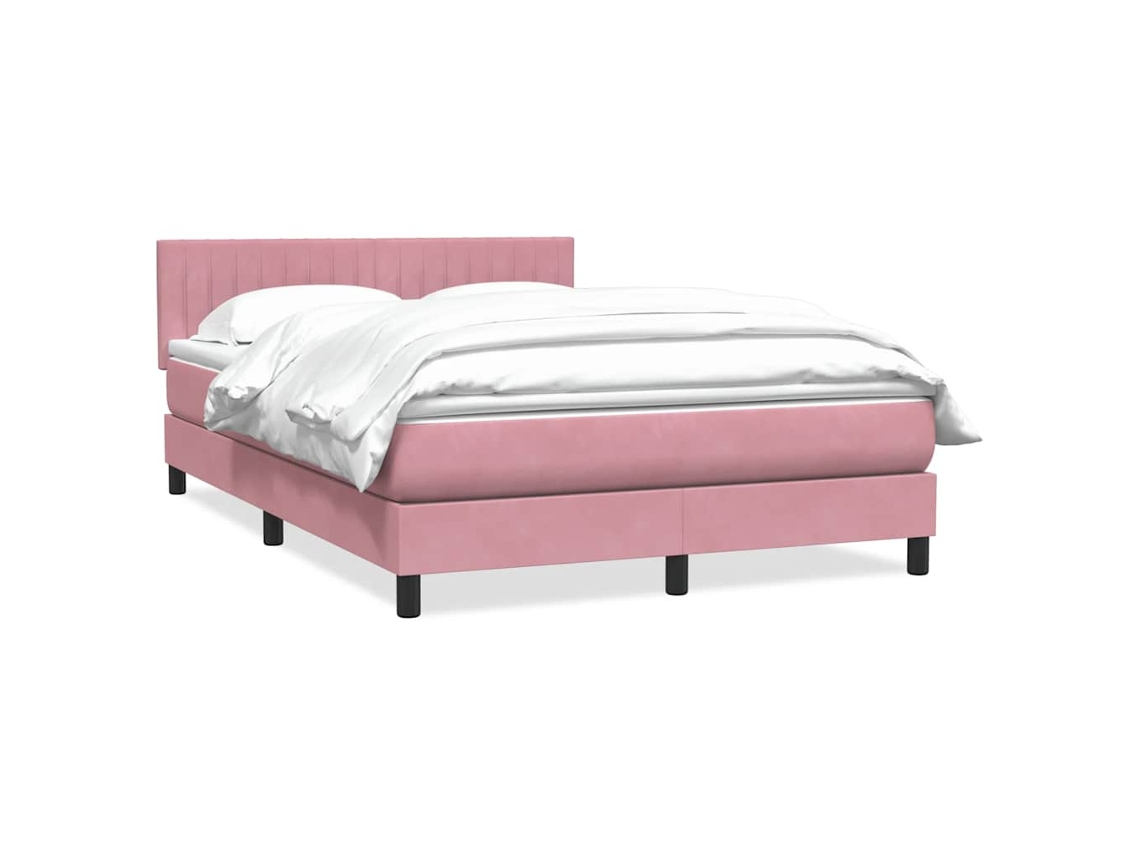 Vidaxl Cama Com Molas/colchão 140x210 Cm Veludo Rosa