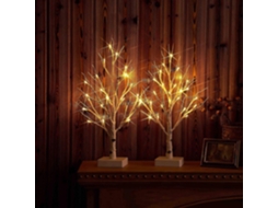 Lote De 2 Decorações De Mesa À 24 Led - En Bouleau - Fotionnement À Pilhas - Decoração De Mesa Para,