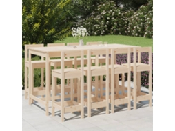 Vidaxl 9 Pcs Conjunto de Bar para Jardim Pinho Maciço