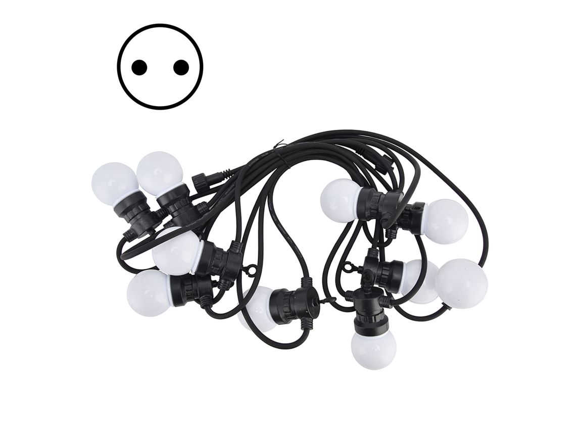 G50 Cordão de Luzes 5m 10led Lâmpada Bola Branca Lâmpada Decorativa Exterior Jardim Luz Quente Plugue Ue 100, 240v 1.4 BRILVIBERA