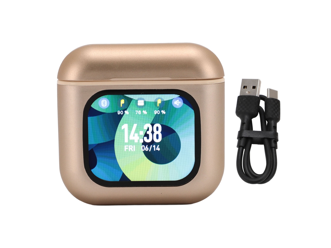 Fones De Ouvido Sem Fio Bluetooth 5.3 Meio Intra-auricular Com Capa De Carregamento Touchscreen Enc Ouro Para Esportes