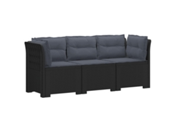 Vidaxl Sofá De Jardim 3 Lugares Com Almofadas Visual Rattan Pp