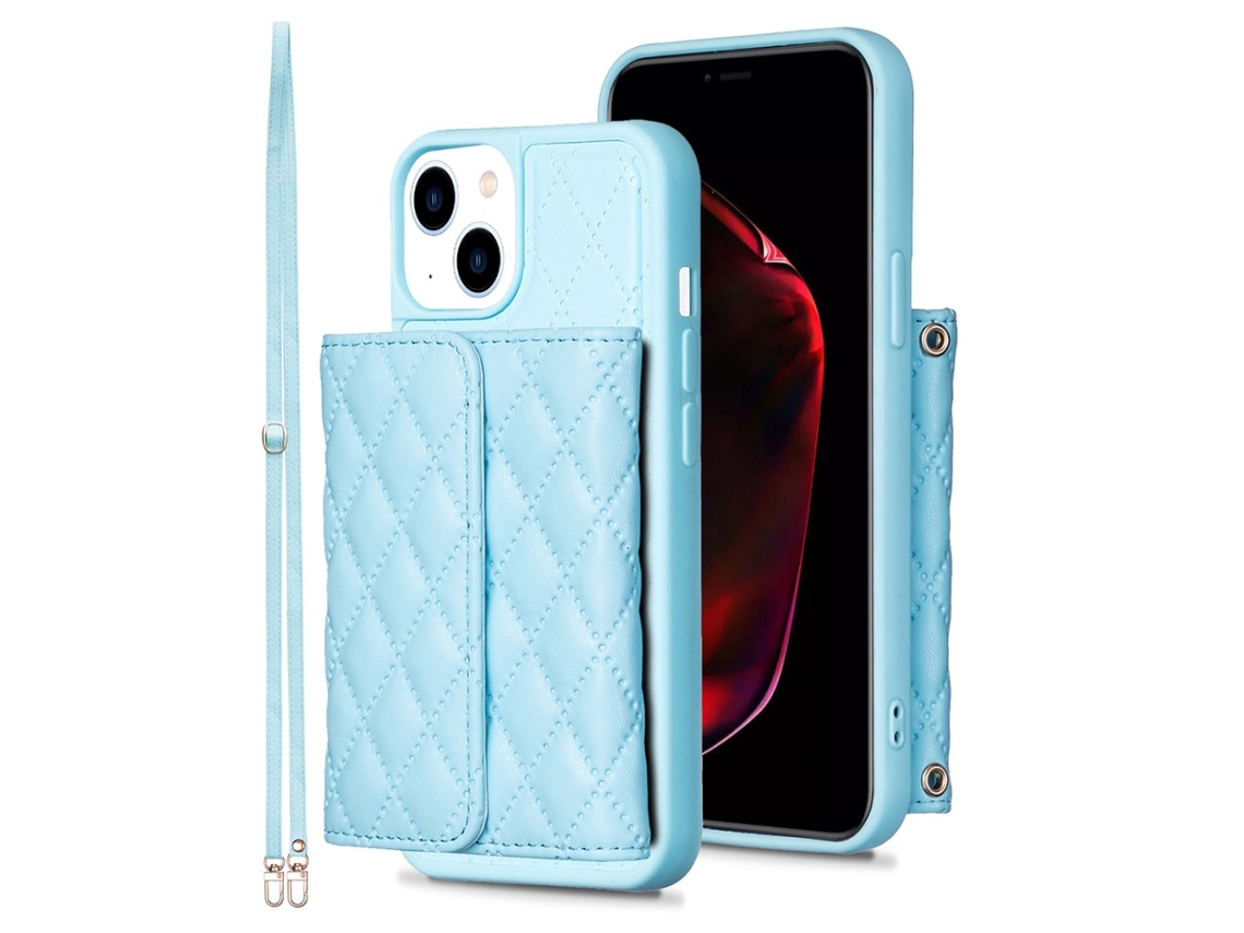 Suporte Casa Para Iphone 15 Pele Sintética Com Porta-cartões Bege