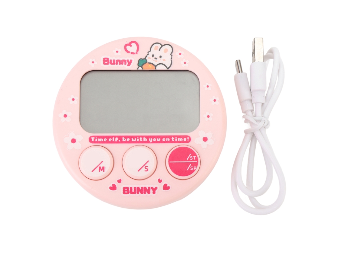 Temporizador Digital de Cozinha Lcd Compacto Infantil com Magnético Cor Rosa