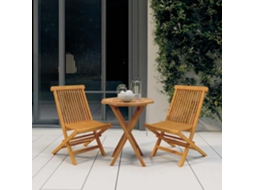 Conjunto de 3 Peças de Jantar Para Jardim Madeira De Teca Maciça Dkd Home Decor