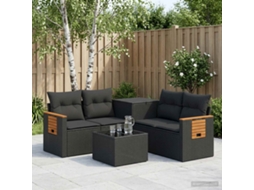 Vidaxl Conjunto De Sofás 6 Unid. Preto Rattan Poliéster E Aço