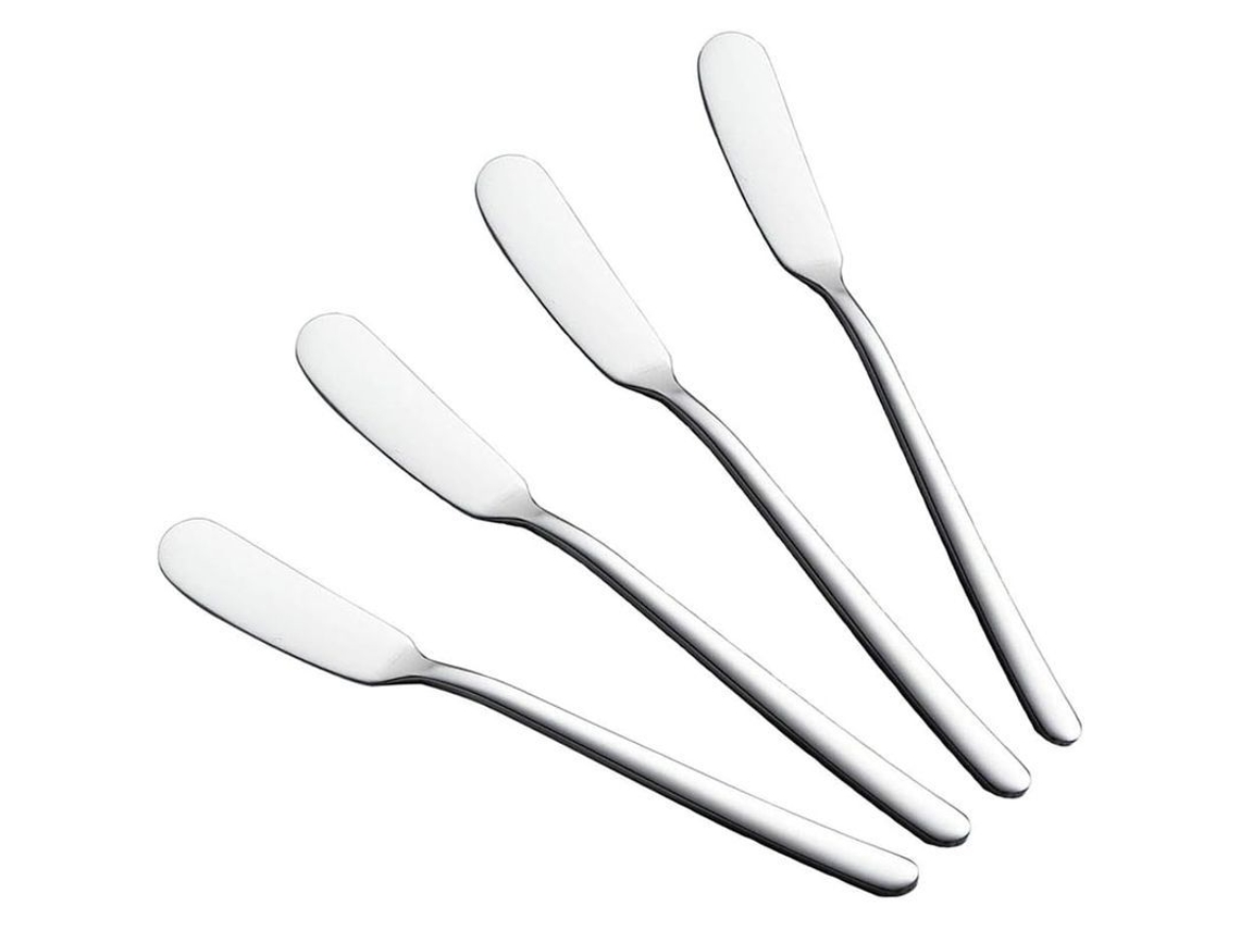 Panela para manteiga e geleia em aço inoxidável, polida com efeito espelhado, 1,7 x 16,6 cm, utensílio para café da manhã, prateada