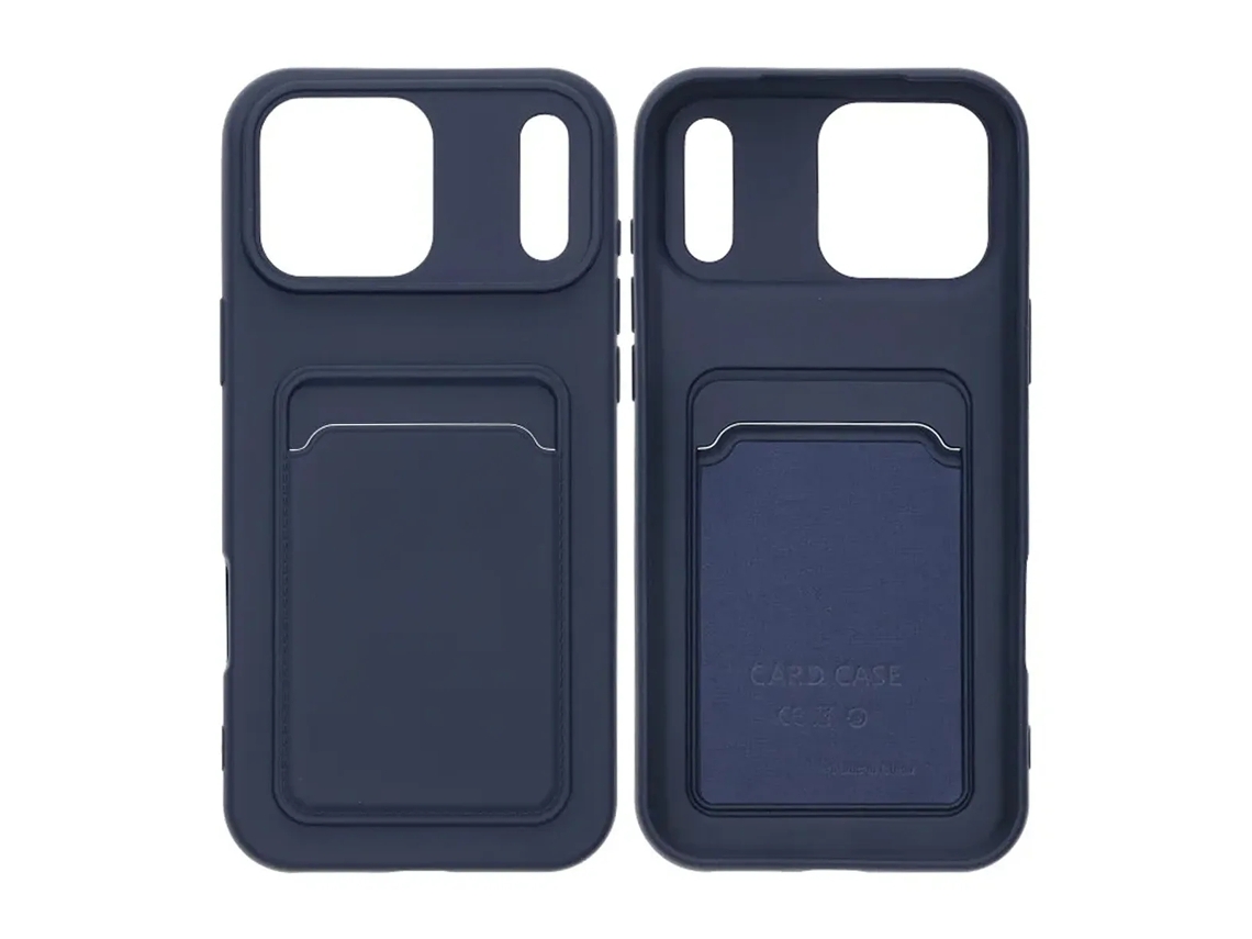 Capa De Silicone Para Celular Com Porta-cartões Para Iphone 17 Pro Max - Azul