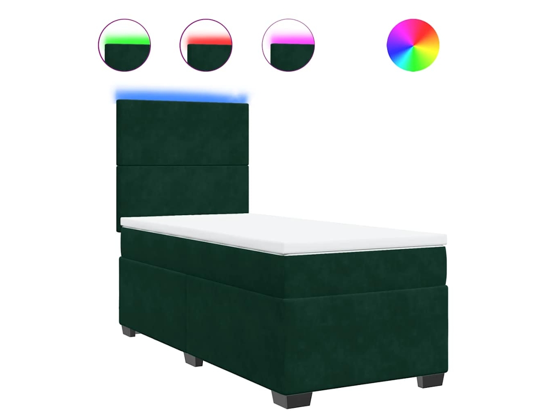 Cama com Molas/colchão 90x190 Cm Veludo Verde escuro MAISON EXCLUSIVE