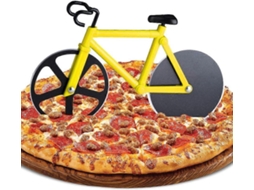 Cortador de Pizza em Forma de Bicicleta, Lâmina Doble de Aço Inoxidável com Revestimento Antiaderente e Suporte para Cozinha