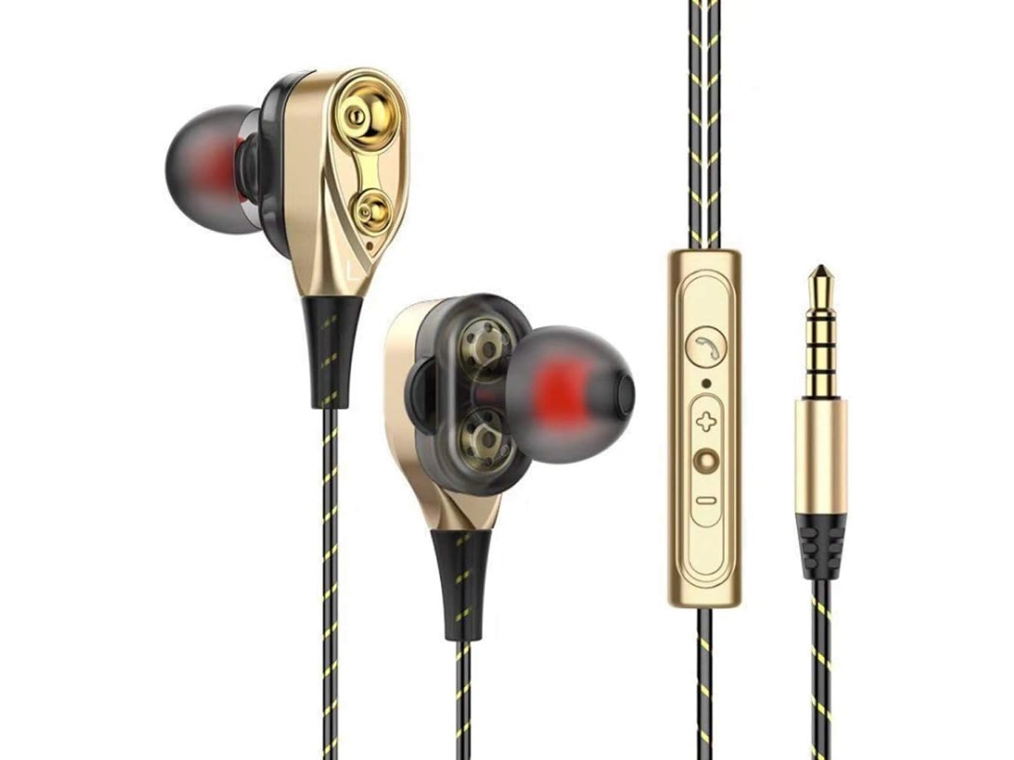 Dual - Dynamic Quad - Core 3. 5mm Isolamento De Ruído Fones De Ouvido Intra - Auriculares Esportivos Com