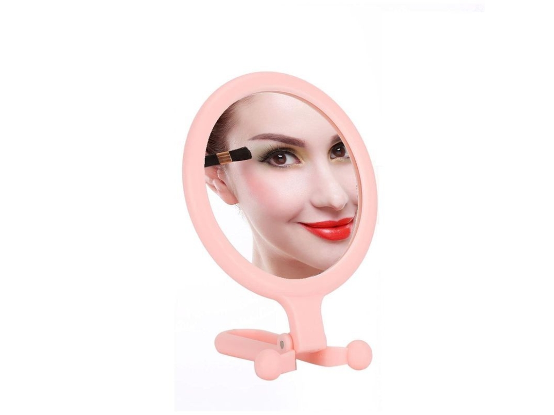 Espejo De Maquillaje Linjou Doble Cara, Espejo De Mano Con 10x Aumento, Rosa