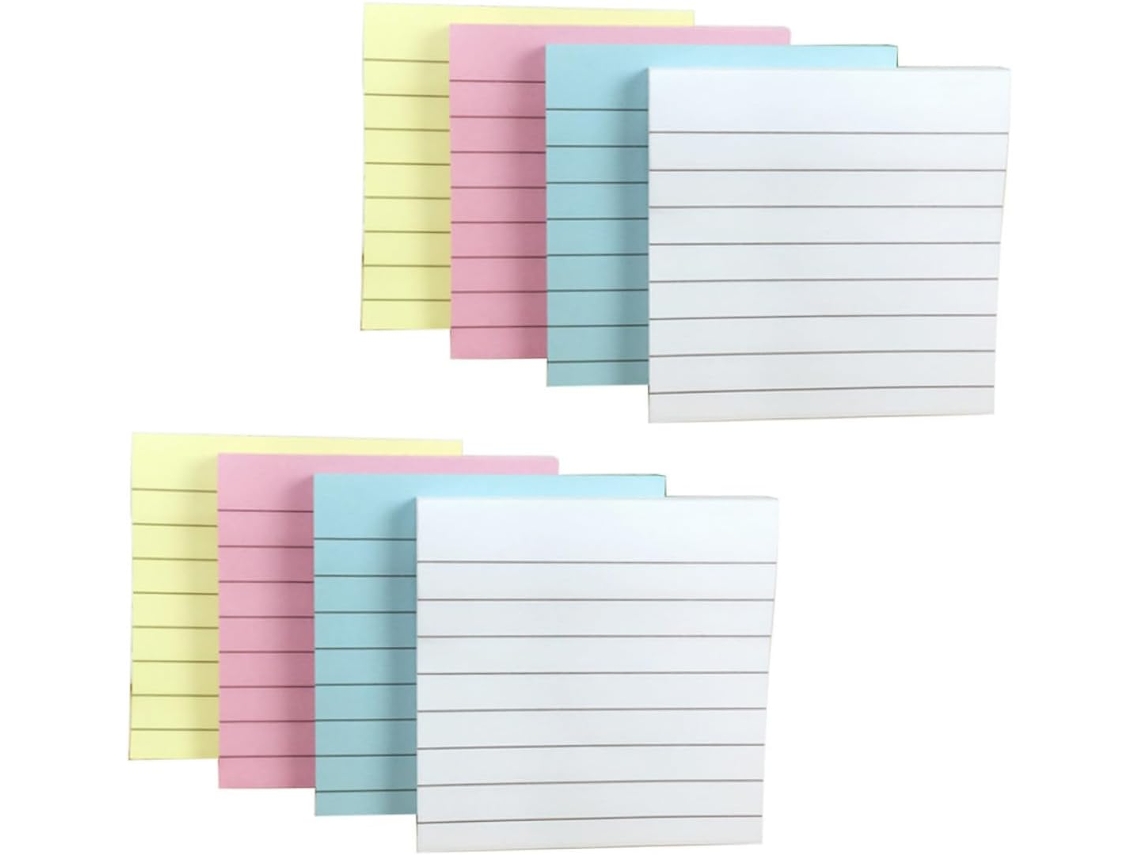 10 Peças Bloc Notes Autocolantes Lignées Multicolores Papel Épais E Reposicionáveis Para Bureau École Et