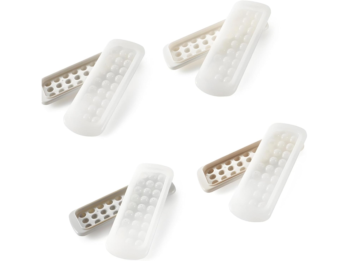 Conjunto De 4 Moldes De Silicone Flexíveis E Redondos Para Cubos De Gelo, Com Tampas, Perfeitos Para Uísque,