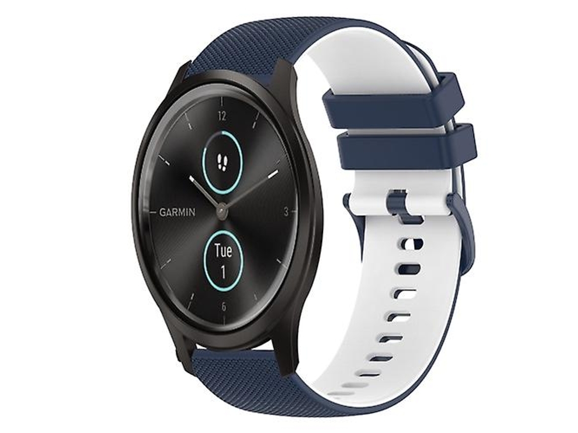 Lurelia Pulseira, Compatível Com Garmin Vivomove Style 20mm Xadrez Bicolor Silicone Azul Escuro Branco