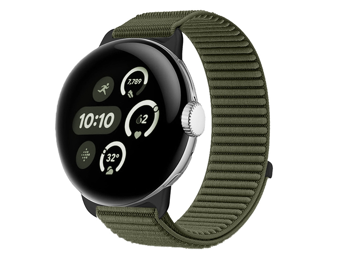 Pulseira para Google Pixel Watch 4/3, Nylon Trançado, 45mm (Verde Escuro) czhhmart