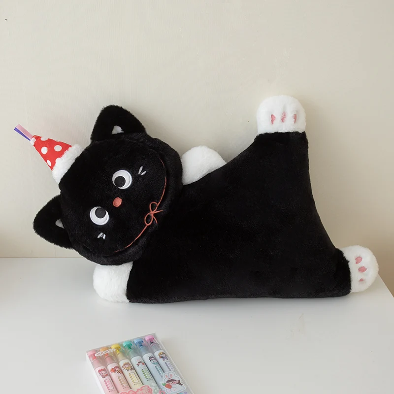 Almofada de Férias para Adultos com Formato de Filhote de Gato Preto e Suporte Lombar. MDUG (55 Cm)