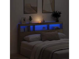 Vidaxl Armário Cabeceira C/ Luzes Led 180x17x102 Cm Carvalho Artisiano