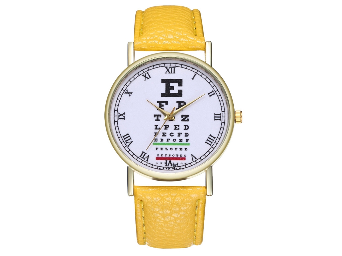 Reloj De Pulsera De Pareja Con Correa De Pu, Dial Redondo, Analógico, Cuarzo (amarillo)