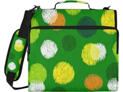Pasta Organizadora Grama Green com Zíper Triplo, 3 Anéis de 1 Polegada e Alça, Diversas Bolsas com Zíper, Ideal