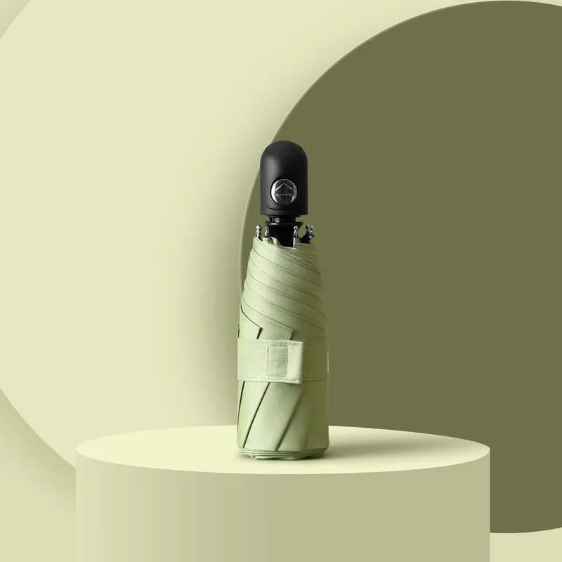 Guarda chuva Compacto e Moderno com 8 Hastes, Automático, em Vinil, para Proteção Solar e Uv. MDUG (verde Matcha 8k)