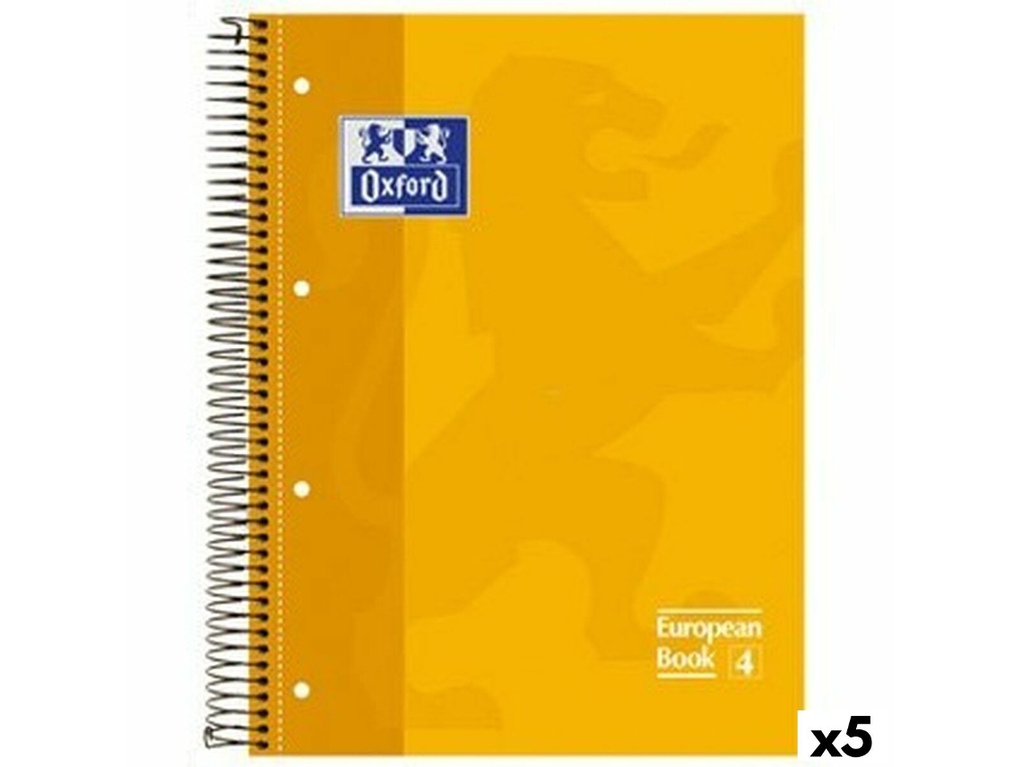 Caderno Oxford Classic Amarelo A4 80 Folhas (5 Unidades)