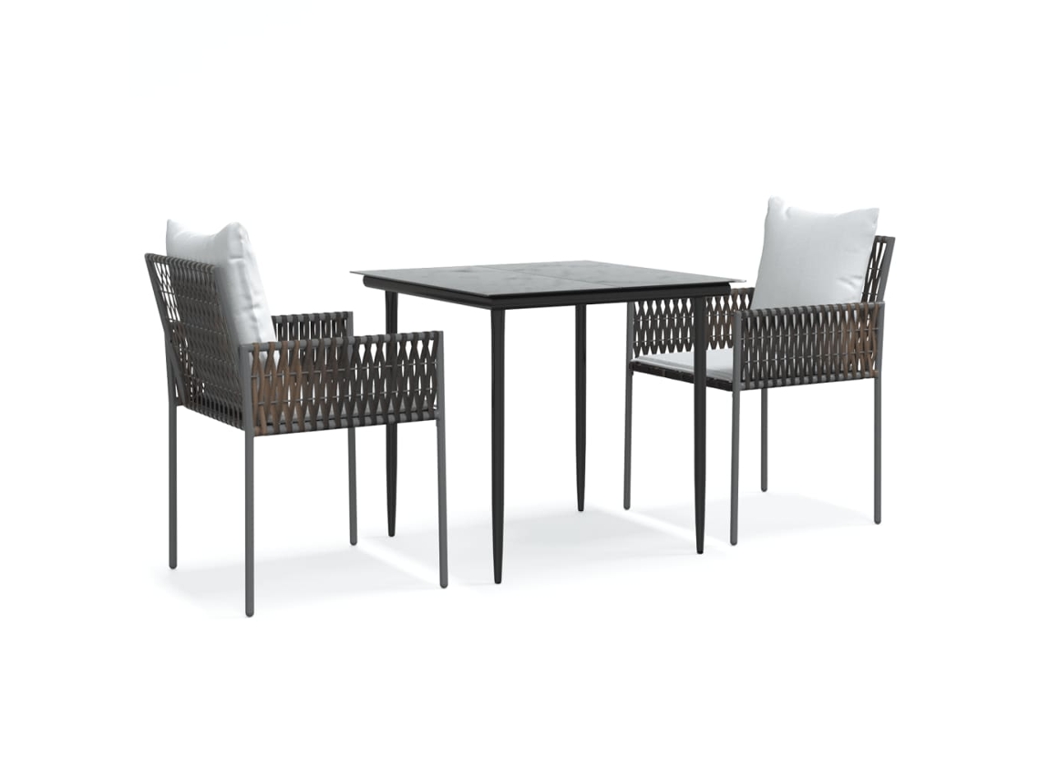 Conjunto de 3 Jantar para Jardim com Almofadões Vime Pe e Aço MAISON EXCLUSIVE (3pcs)