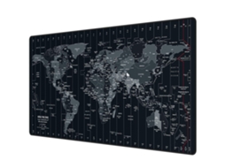 Mousepad Gamer Extendido, Grande, Antiderrapante, Com Bordas Precisamente Travadas, Ideal Para Teclado Mapa Mundi Preto Brilvibera (900x400x3mm)