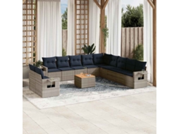 Vidaxl Conjunto De Sofá De Jardim Com 12 Peças E Almofadas Em Rattan Sintético Cinza