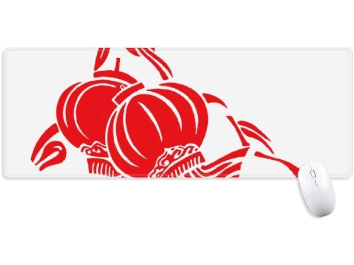 Mousepad Antiderrapante com Estampa de Lanterna Chinesa e Lótus Vermelho, Ampla Superfície para Jogos, Ideal M