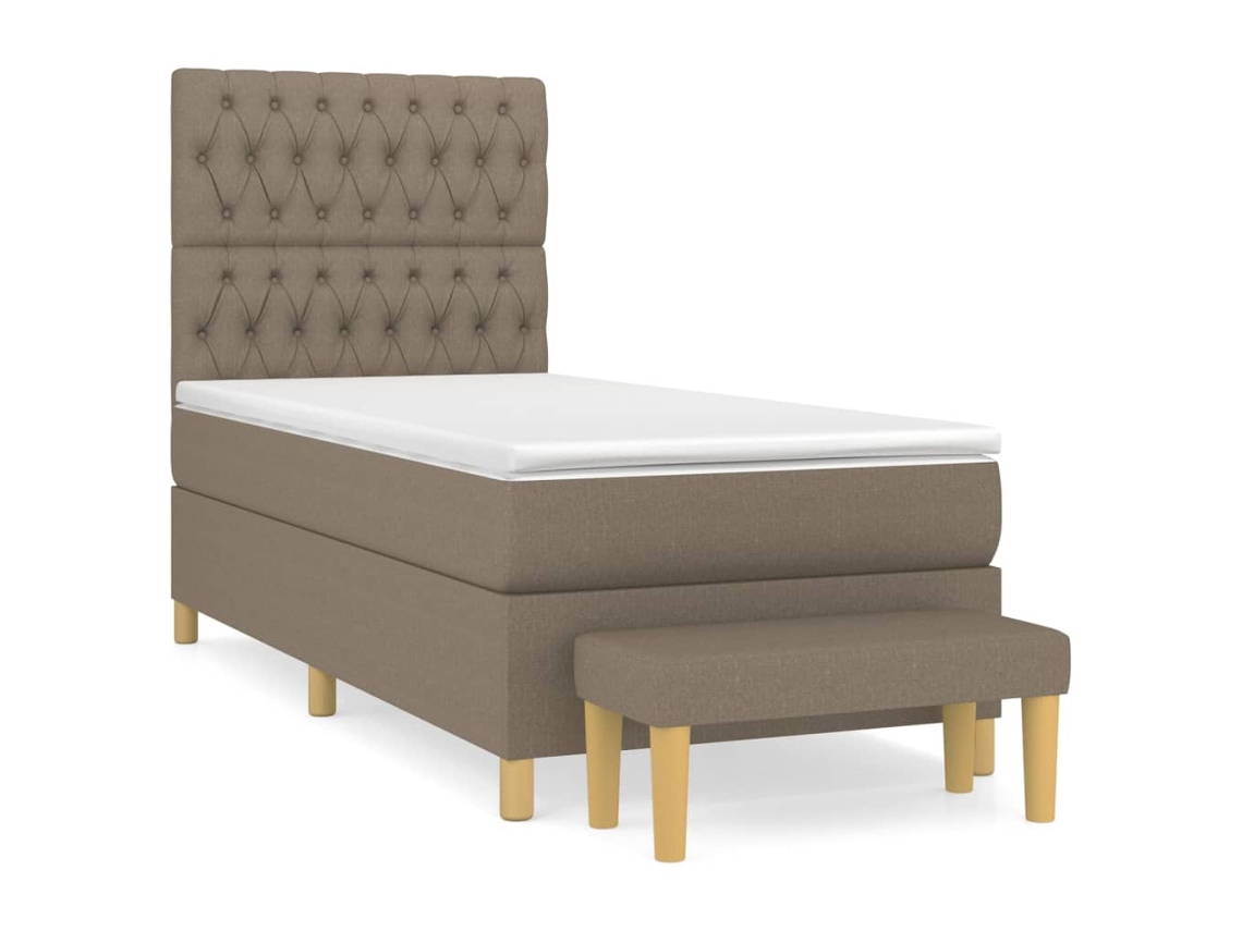 Cama com Molas e Colchão Tecido Castanho Acinzentado MAISON EXCLUSIVE (90x200 cm)